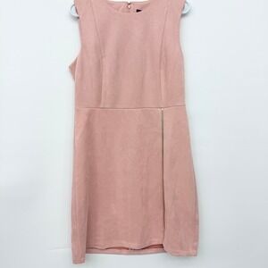 DKNY Womens Faux Suede Sleeveless Sheath Dress Powder Pink Zip Size